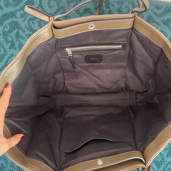 ALLSAINTS Nadaline Leather Quilted Tote Bag in Olive - Picture 7 of 8